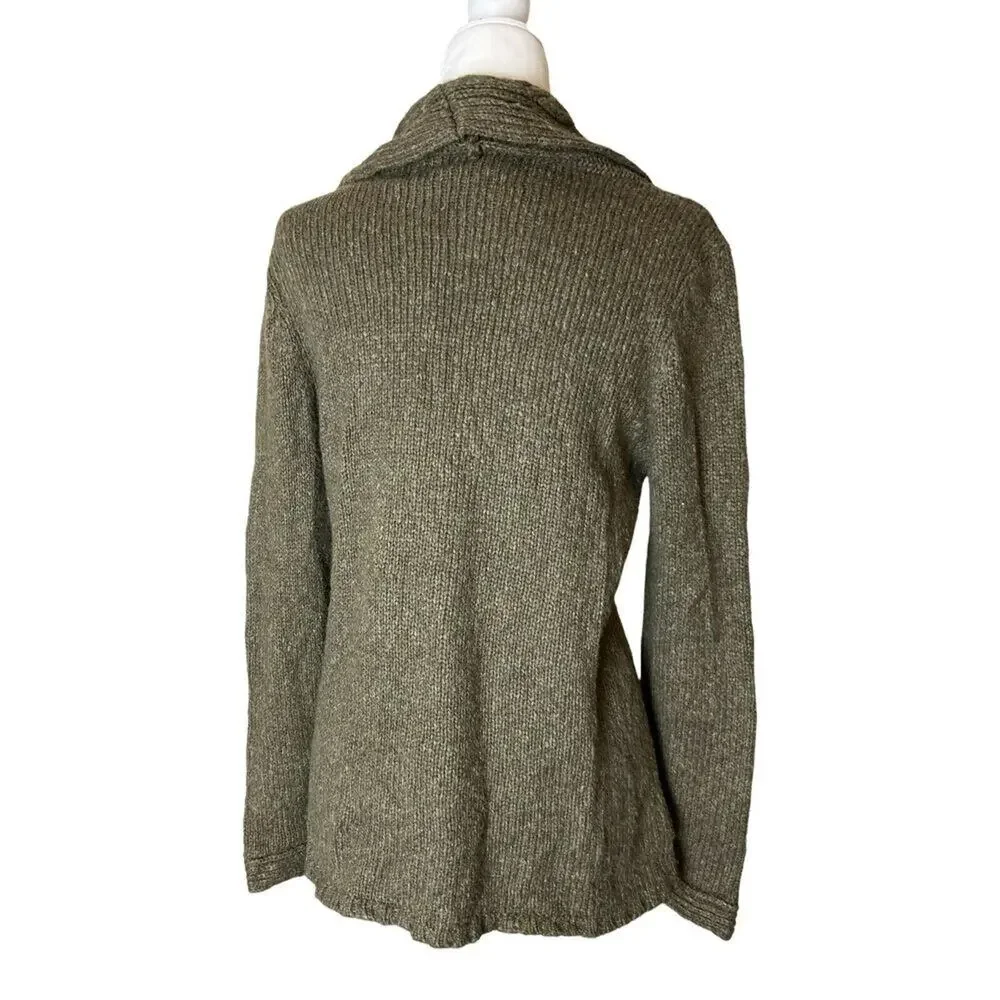 Royal Robbins Sweater Womens Large Pullover Green Cowl‎ Neck Loose Knit Pocket